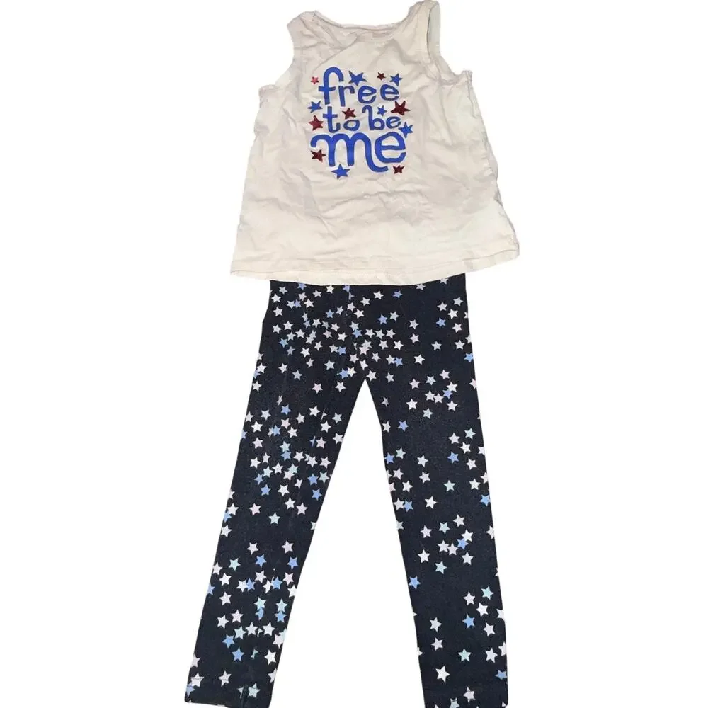 Fourth of July Outfit 2/3T Carters & Cat & Jack Tank Top Leggings American USA